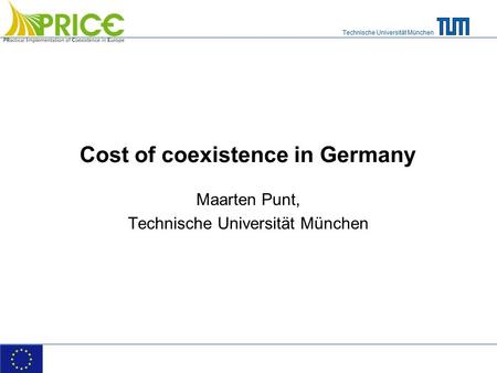 Technische Universität München Cost of coexistence in Germany Maarten Punt, Technische Universität München.