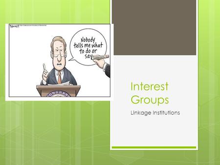 Interest Groups Linkage Institutions. Interest Groups  Organized group of individuals seeking to influence the government and policies *they operate.