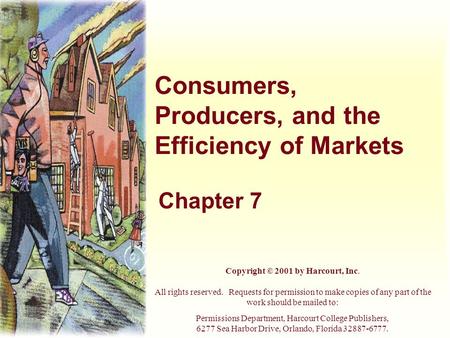 Consumers, Producers, and the Efficiency of Markets Chapter 7 Copyright © 2001 by Harcourt, Inc. All rights reserved. Requests for permission to make copies.
