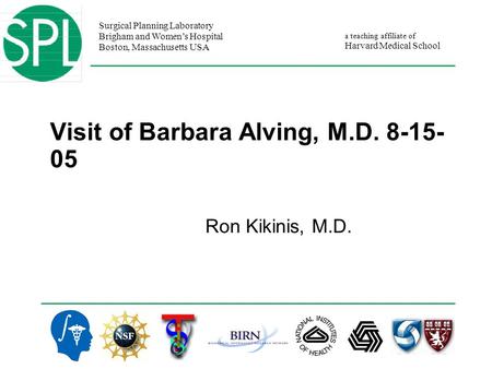 Surgical Planning Laboratory Brigham and Women’s Hospital Boston, Massachusetts USA a teaching affiliate of Harvard Medical School Visit of Barbara Alving,