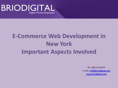E-Commerce Web Development in New York Important Aspects Involved Ph.: 888-310-8074