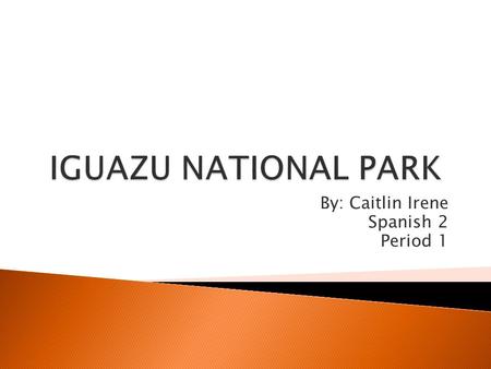 By: Caitlin Irene Spanish 2 Period 1.  The Iguazu National Park is a World Heritage site.  It’s name came from the Guarani word for “Great Waters”.