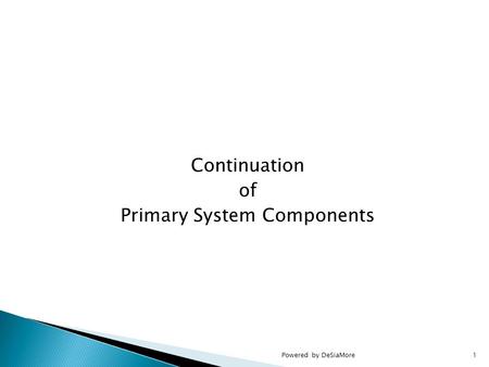 Continuation of Primary System Components Powered by DeSiaMore1.