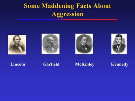 Some Maddening Facts About Aggression Lincoln Garfield McKinley Kennedy.