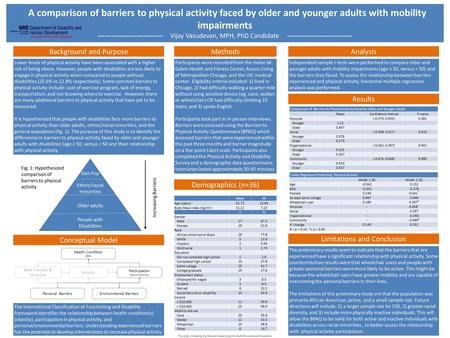 A comparison of barriers to physical activity faced by older and younger adults with mobility impairments ------------------------------ Vijay Vasudevan,