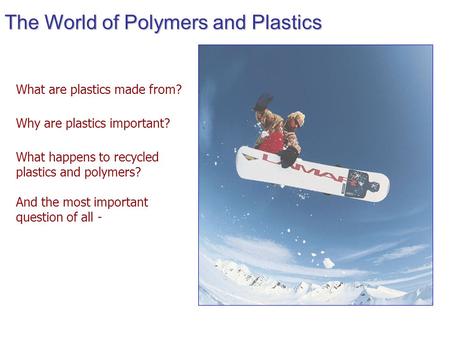 The World of Polymers and Plastics