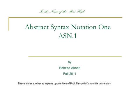 Abstract Syntax Notation One ASN.1