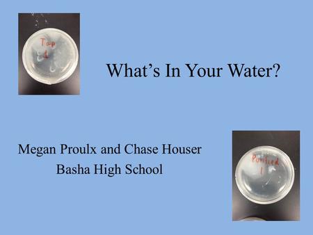 What’s In Your Water? Megan Proulx and Chase Houser Basha High School.