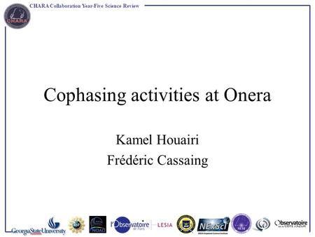 Cophasing activities at Onera