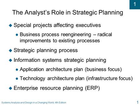 The Analyst’s Role in Strategic Planning