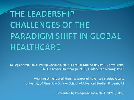Kelley Conrad, Ph.D., Phillip Davidson, Ph.D., Caroline Molina-Ray, Ph.D., Amy Preiss, Ph.D., Barbara Shambaugh, Ph.D., Linda Suzanne Wing, Ph.D. With.