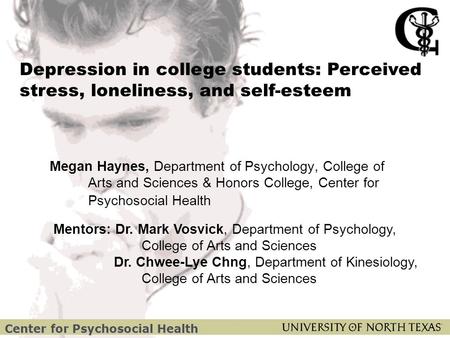 Megan Haynes, Department of Psychology, College of Arts and Sciences & Honors College, Center for Psychosocial Health Depression in college students: Perceived.