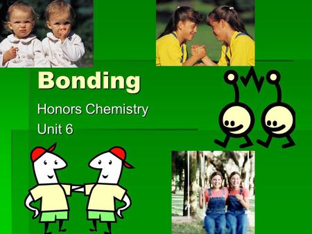 Bonding Honors Chemistry Unit 6 Bond Types  Ionic: transfer of electrons  Covalent: sharing electron pair(s)  Metallic: delocalized electrons.