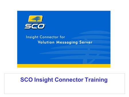 SCO Insight Connector Training. The SCO Insight Connector  Product Overview  Technical Specifications  Installation  Using the Components  Target.