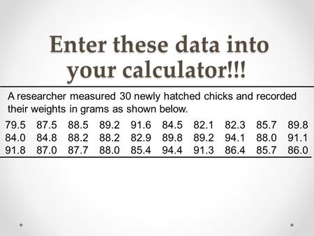 Enter these data into your calculator!!!