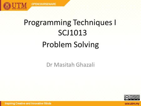 Programming Techniques I SCJ1013