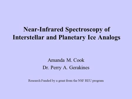 Near-Infrared Spectroscopy of Interstellar and Planetary Ice Analogs