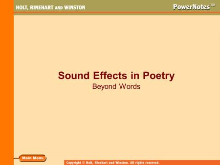 Sound Effects in Poetry
