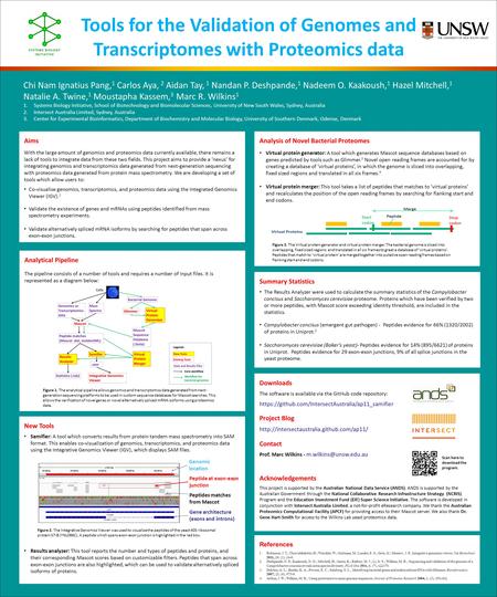 New Tools Samifier: A tool which converts results from protein tandem mass spectrometry into SAM format. This enables co-visualization of genomics, transcriptomics,