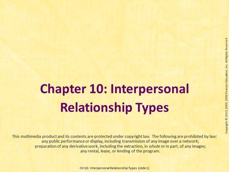 Chapter 10: Interpersonal Relationship Types