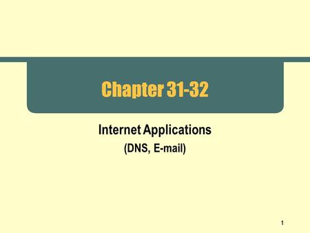 1 Chapter 31-32 Internet Applications (DNS, E-mail)