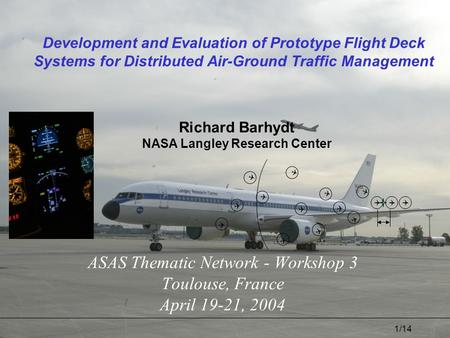 1/14 Development and Evaluation of Prototype Flight Deck Systems for Distributed Air-Ground Traffic Management ASAS Thematic Network - Workshop 3 Toulouse,