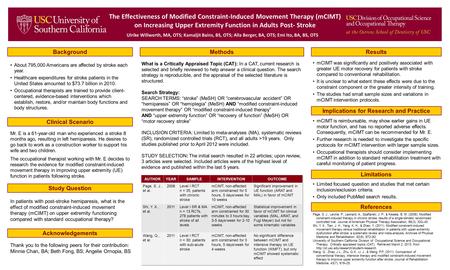 Background Acknowledgements Clinical Scenario References The Effectiveness of Modified Constraint-Induced Movement Therapy (mCIMT) on Increasing Upper.
