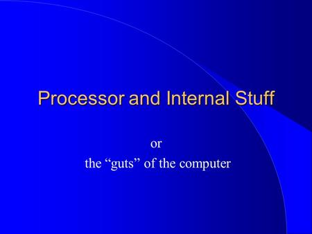 Processor and Internal Stuff or the “guts” of the computer.