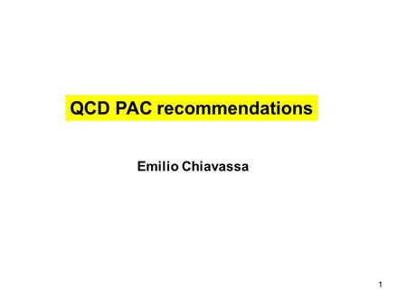 1 QCD PAC recommendations Emilio Chiavassa. 2 Charmonium spectroscopy QCD exotics Hypernuclear Physics Charm in Nuclei PANDA main goals.