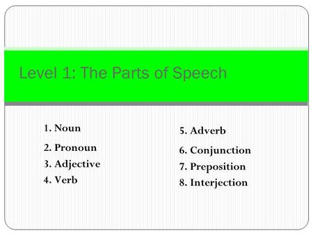 Level 1: The Parts of Speech