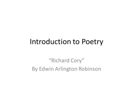 Introduction to Poetry