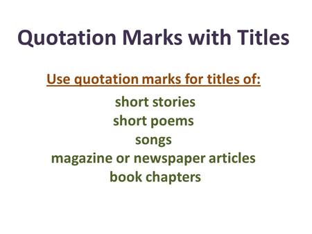 Quotation Marks with Titles
