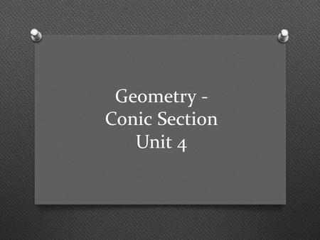 Geometry - Conic Section Unit 4. Purpose Standards Learning Progression Lesson Agenda Getting Ready for the Lesson (Resources and Tips) Vocabulary Activities.