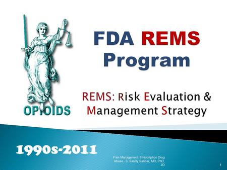 FDA REMS Program REMS: Risk Evaluation & Management Strategy