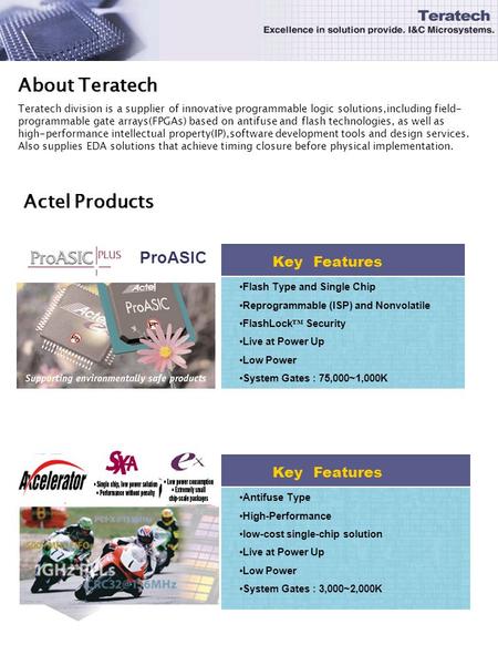 About Teratech Teratech division is a supplier of innovative programmable logic solutions,including field- programmable gate arrays(FPGAs) based on antifuse.