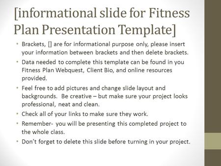 [informational slide for Fitness Plan Presentation Template]