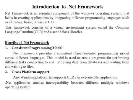 Introduction to .Net Framework