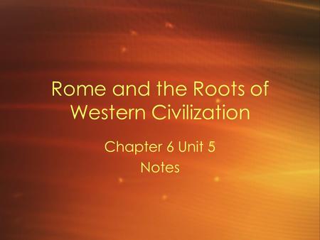 Rome and the Roots of Western Civilization