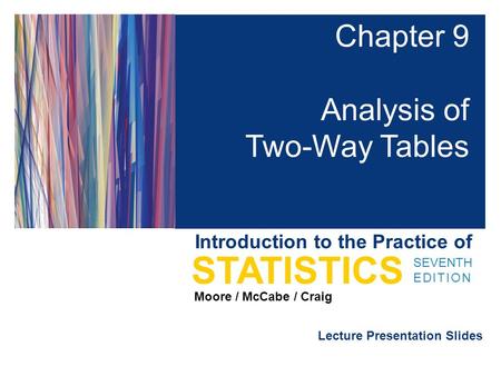 Lecture Presentation Slides SEVENTH EDITION STATISTICS Moore / McCabe / Craig Introduction to the Practice of Chapter 9 Analysis of Two-Way Tables.