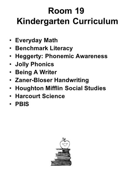 Room 19 Kindergarten Curriculum