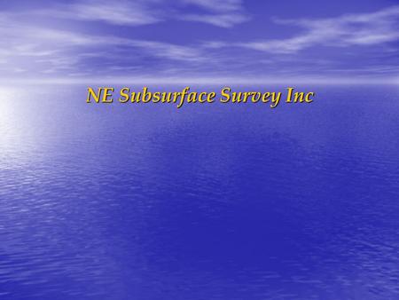 NE Subsurface Survey Inc. DELVE DEEP ------ DIVE SAFE DELVE DEEP ------ DIVE SAFE.