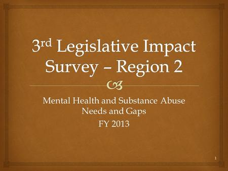 Mental Health and Substance Abuse Needs and Gaps FY 2013 1.