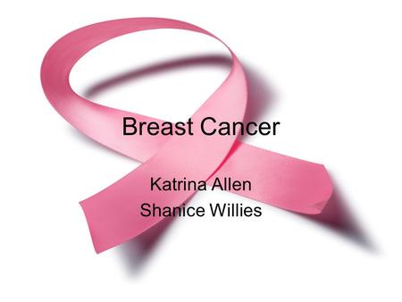Breast Cancer Katrina Allen Shanice Willies. What is Breast Cancer? Maligment tumor in breast Starts in lining of ducts.