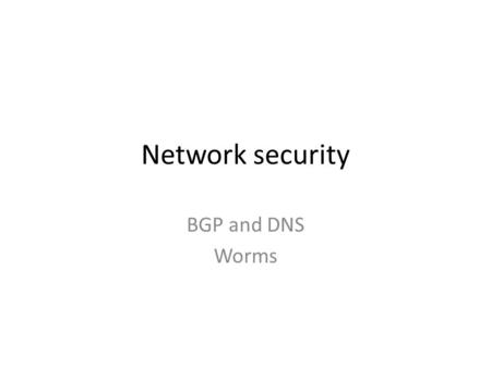 Network security BGP and DNS Worms.