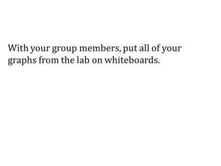 With your group members, put all of your graphs from the lab on whiteboards.
