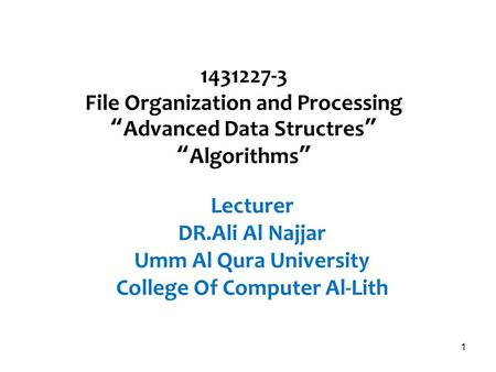 Introduction to data management and file structures