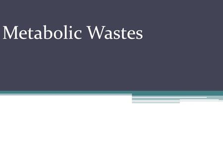 Metabolic Wastes. Metabolic wastes are produced by cells when they metabolize (breakdown) glucose to produce energy. The 2 main metabolic wastes are CO.