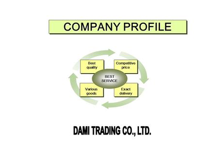 COMPANY PROFILE Best quality Best quality Exact delivery Exact delivery Various goods Various goods Competitive price Competitive price BEST SERVICE.