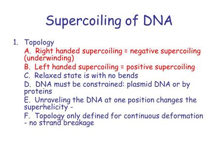 Supercoiling of DNA Topology