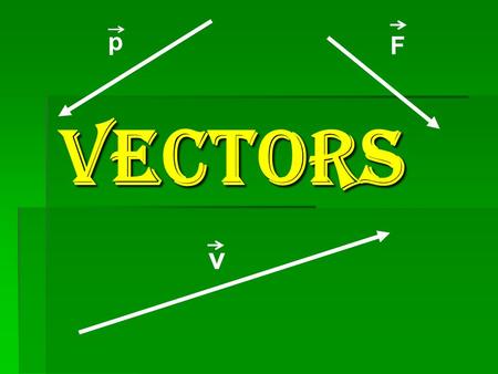 VECTORS v Fp Scalar quantities – that can be completely described by a number with the appropriate units. ( They have magnitude only. ) Such as length,